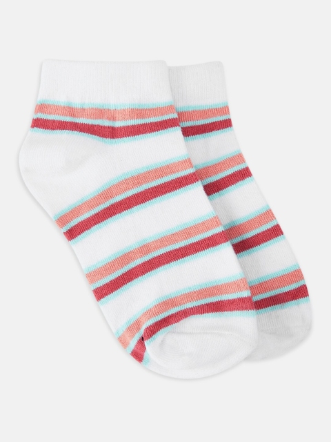 

Honey by Pantaloons Women White & Blue Striped Ankle-Length Socks