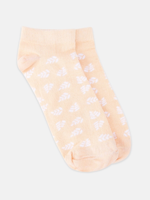 

Honey by Pantaloons Women Peach-Coloured & White Patterned Ankle-Length Socks