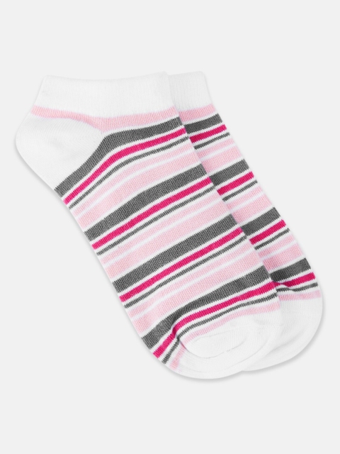 

Honey by Pantaloons Women White & Pink Striped Ankle-Length Socks