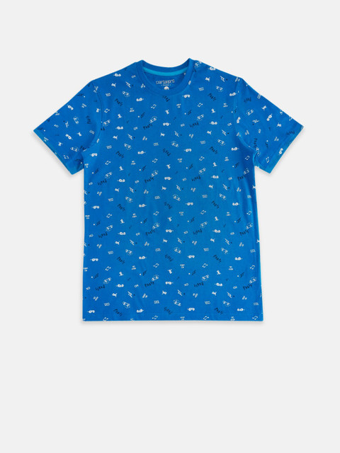 

Pantaloons Junior Boys Blue Printed Pure Cotton T-shirt