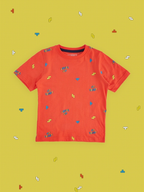 

Pantaloons Junior Boys Coral Printed Pure Cotton T-shirt