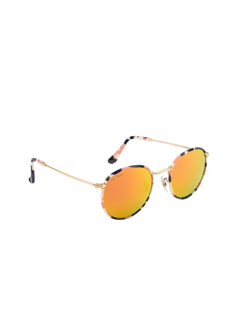 

Ted Smith Unisex Yellow Lens & Pink Round Sunglasses with UV Protected Lens