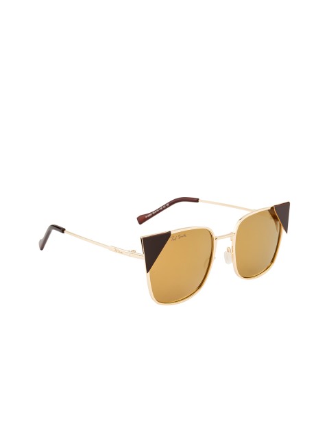 

Ted Smith Women Brown Lens & Gold Cat Eye Sunglasses with Polarised Lens