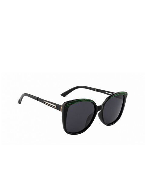 

Ted Smith Women Grey Lens & Black Cateye Sunglasses with Polarised Lens