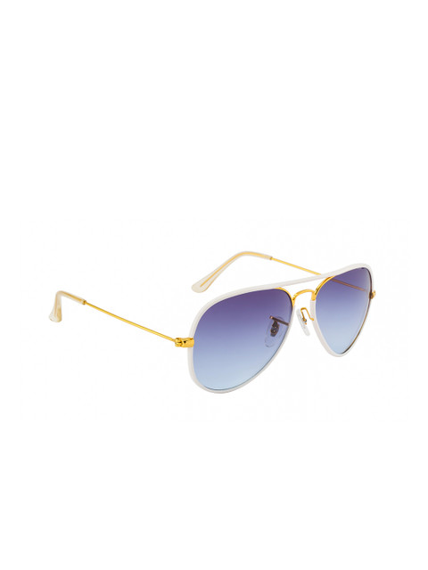 

Ted Smith Unisex Blue Lens & Gold-Toned Aviator Sunglasses with UV Protected Lens