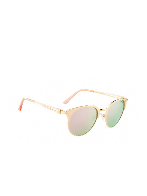 

Ted Smith Unisex Pink Lens & Gold-Toned Round Sunglasses with Polarised Lens