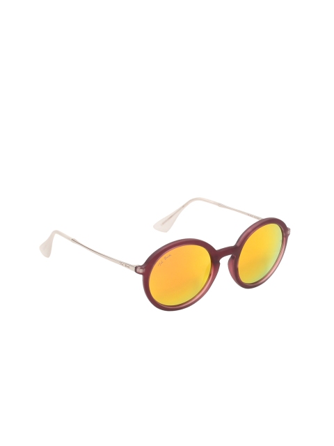 

Ted Smith Unisex Yellow Lens & Red Round Sunglasses with UV Protected Lens