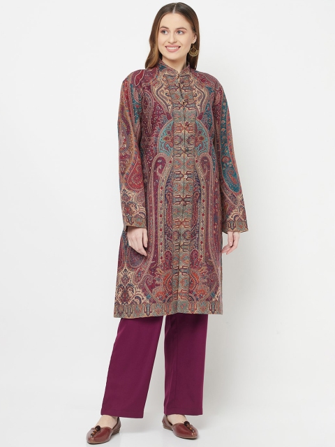 

Safaa Women Maroon Ethnic Motifs Printed Acrylic Kurta with Palazzos