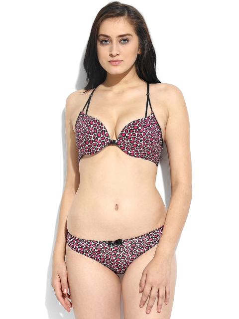 

Da Intimo White & Pink Animal Print Lingerie Set DI-305