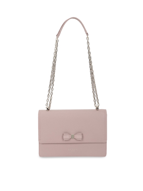 

Ted Baker Pink Textured Leather Structured Shoulder Bag with Bow Detail