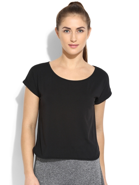 

Da Intimo Women Black Solid Round Neck Training T-shirt