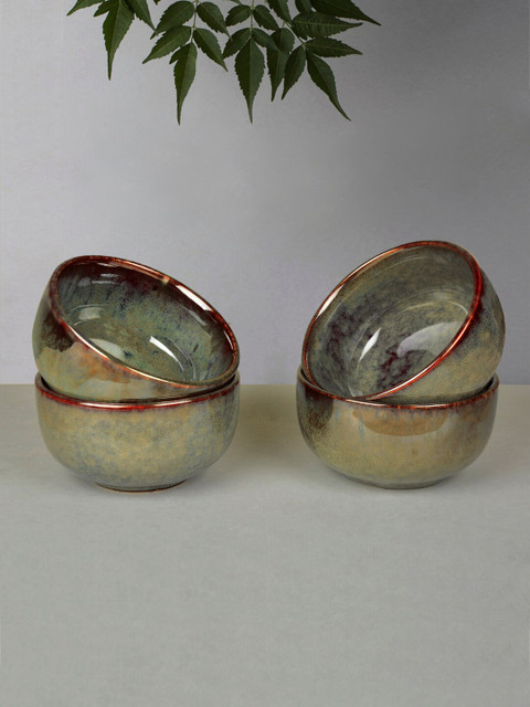 

StyleMyWay Set Of 4 Charcoal Grey & Brown Ceramic Bowls
