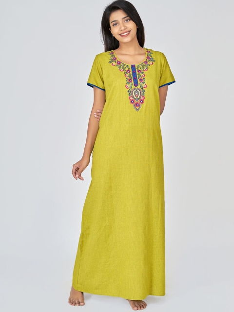 

Maybell Green Floral Embroidered Maxi Nightdress