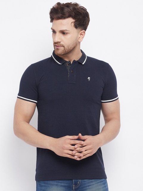 

HARBORNBAY Men Navy Blue Polo Collar T-shirt