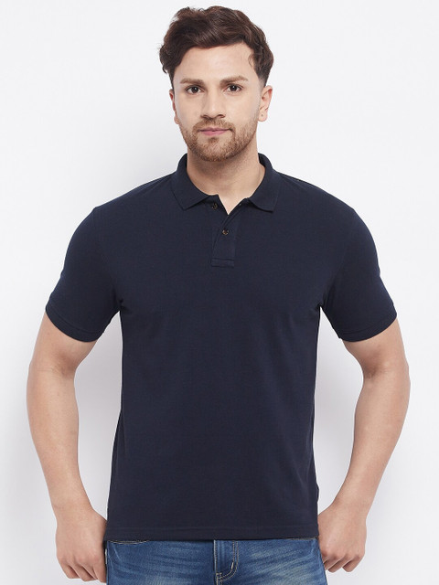 

HARBORNBAY Men Navy Blue Polo Collar T-shirt