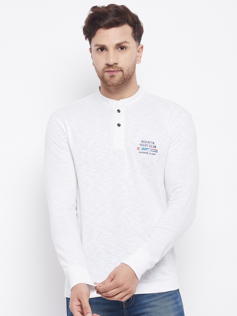 

HARBORNBAY Men White Mandarin Collar T-shirt