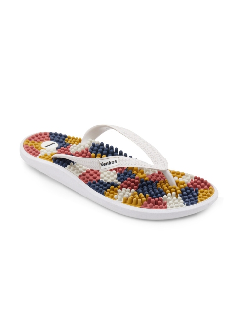

Kenkoh Unisex White & Blue Rubber Thong Flip-Flops