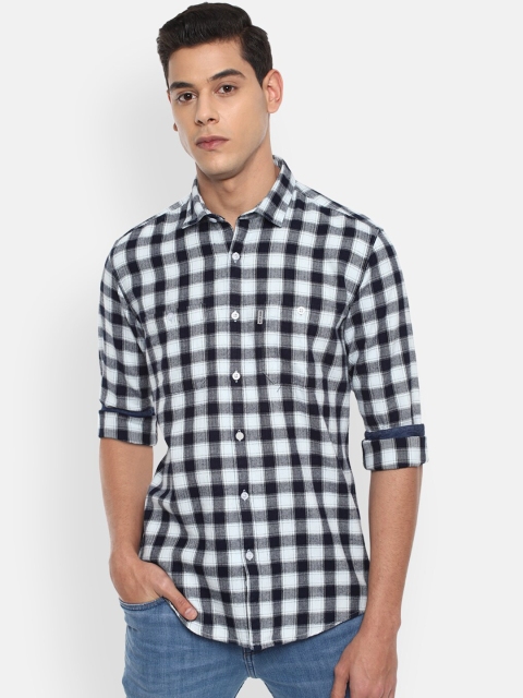 

Louis Philippe Jeans Men Black Slim Fit Tartan Checked Pure Cotton Casual Shirt