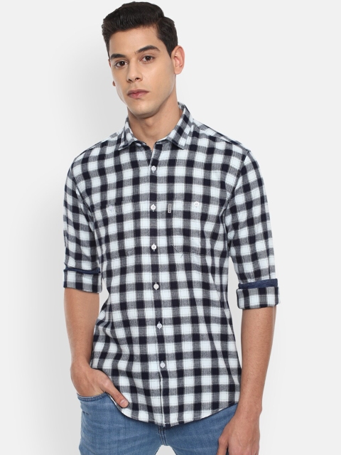 

Louis Philippe Jeans Men Black Slim Fit Tartan Checks Checked Casual Shirt