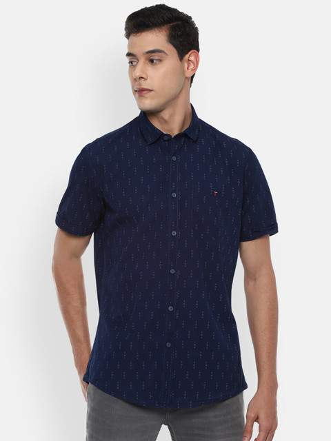

Louis Philippe Jeans Men Navy Blue Slim Fit Pure Cotton Printed Casual Shirt