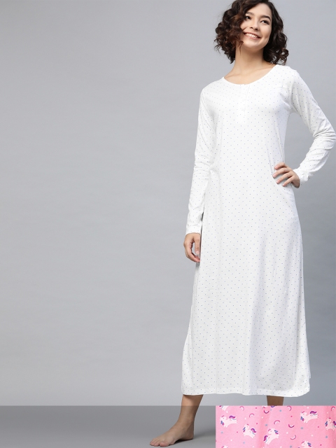 

HERE&NOW Women Pack of 2 Printed Nightdress, White