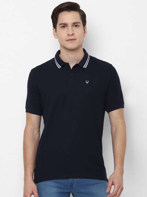 

Allen Solly Men Navy Blue Polo Collar Cotton T-shirt