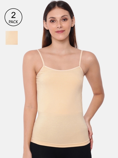

GOLDSTROMS Women Pack of 2 Solid Regular Camisoles, Beige