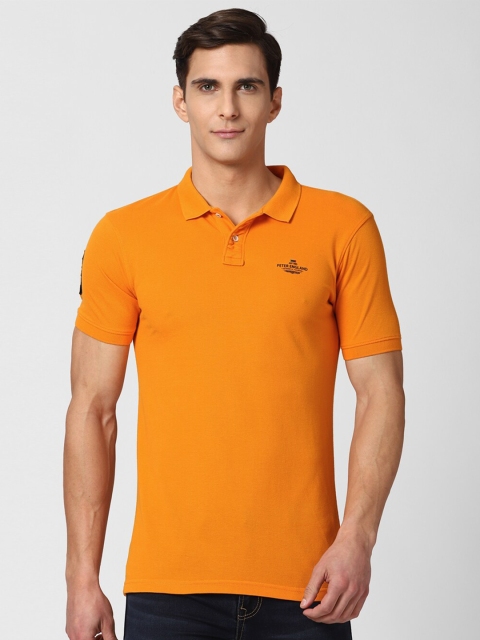 

Peter England Casuals Men Orange Polo Collar Slim Fit T-shirt