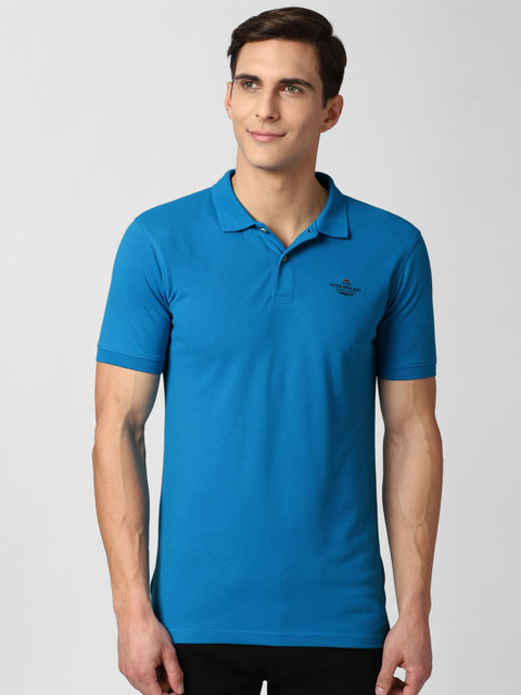 

Peter England Casuals Men Blue Polo Collar Slim Fit T-shirt