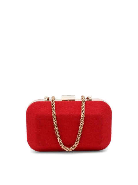 

PRACCESSORII Red & Gold-Toned Textured Box Clutch