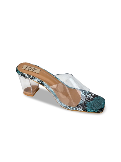 

Jutti Express Blue Printed Block Heels