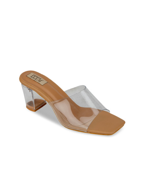 

Jutti Express Tan & Transparent PU Block Mules
