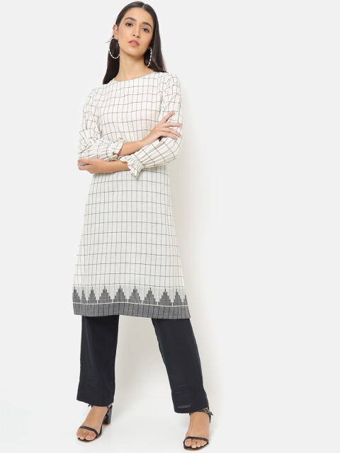 

Saaki Women White Checked Kurta