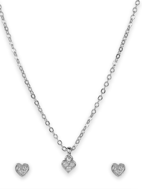 

Ted Baker Silver-Toned & White Crystal-Studded Nano Heart Gift Set Pendant With Chain