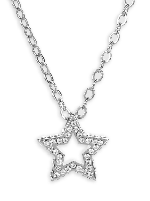 

Ted Baker Silver-Toned White Crystal-Studded Pendant With Chain