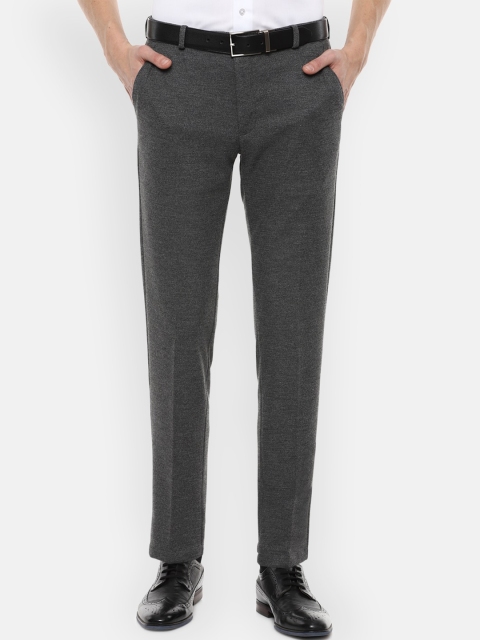 

Louis Philippe Permapress Men Grey Solid Regular-Fit Formal Trousers
