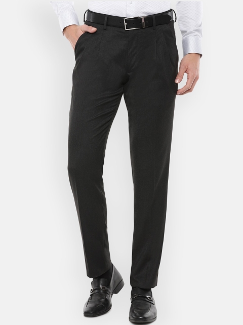 

Louis Philippe Men Black Slim Fit Pleated Trousers