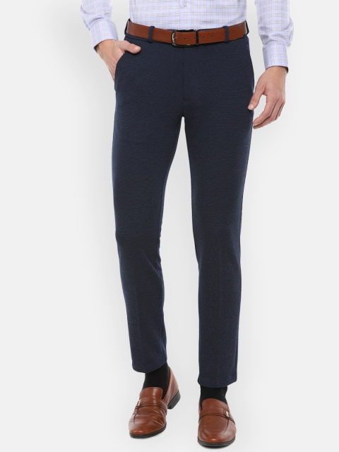 

Louis Philippe Permapress Men Navy Blue Formal Trousers