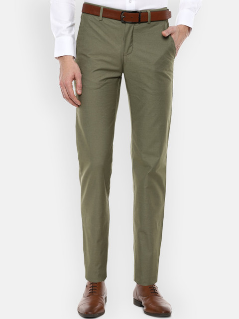 

Louis Philippe Men Olive Green Slim Fit Formal Trousers