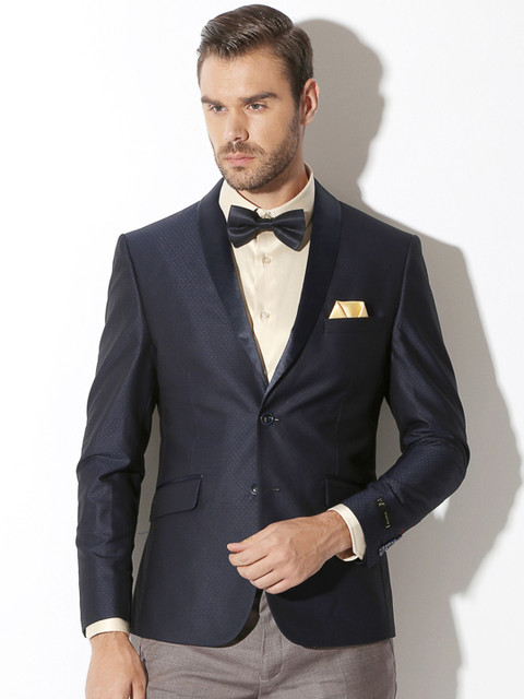 

V Dot by Van Heusen Navy Single-Breasted Blazer, Navy blue