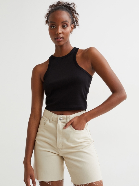 

H&M Women Beige Twill Bermuda Shorts