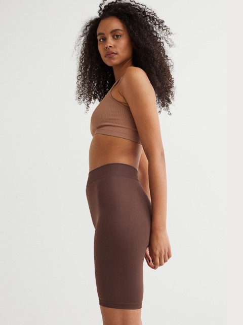 

H&M Women Brown Seamless Biker Shorts