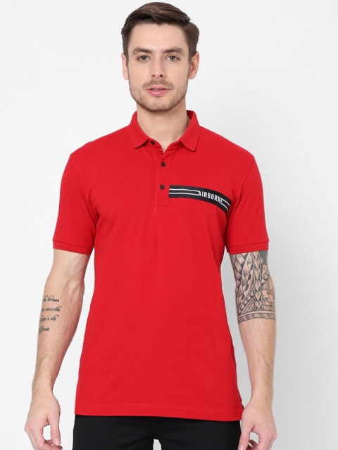 

Mufti Men Red Typography Printed Polo Collar Slim Fit T-shirt