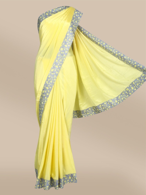 

The Chennai Silks Yellow & Grey Poly Crepe Fusion Saree