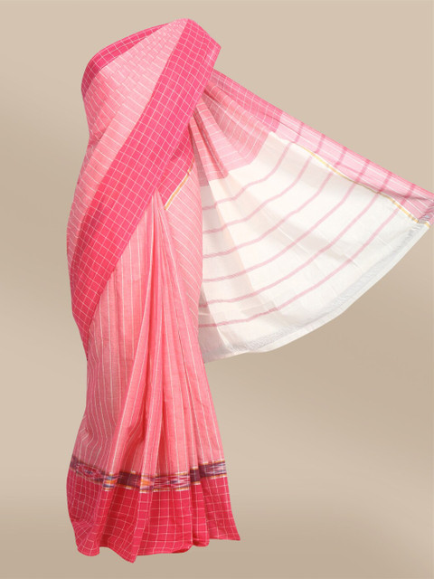 

The Chennai Silks Pink & White Striped Pure Cotton Saree