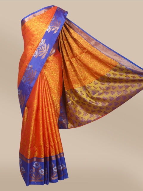 

The Chennai Silks Red & Blue Woven Design Organza Banarasi Saree
