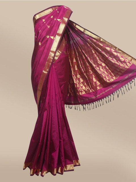 

The Chennai Silks Burgundy & Gold-Toned Ethnic Motifs Zari Pure Silk Arani Saree