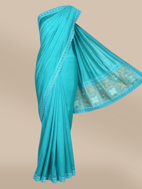 

The Chennai Silks Blue Embellished Bhagalpuri Saree