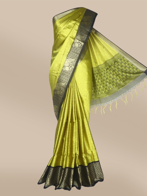 

The Chennai Silks Yellow & Black Ethnic Motifs Zari Organza Banarasi Saree