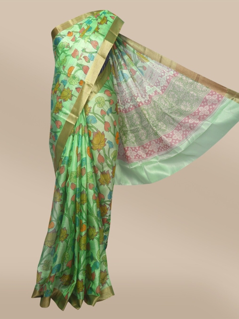 

The Chennai Silks Green Floral Printed Saree